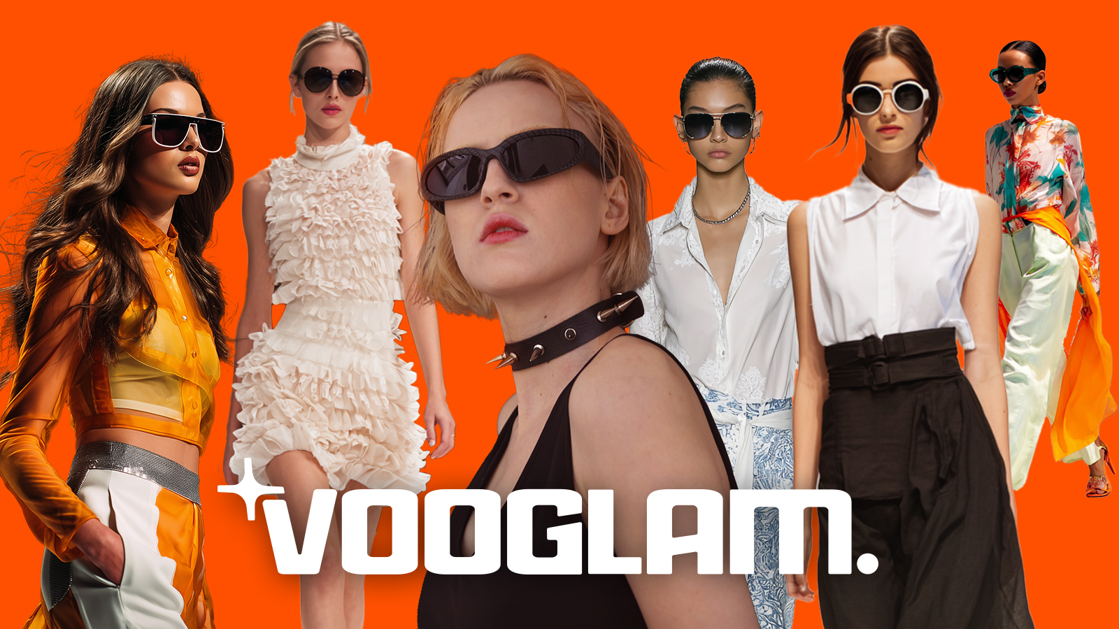 A collage of diverse models wearing the top sunglasses trends for 2026, representing the Vooglam style guide.
