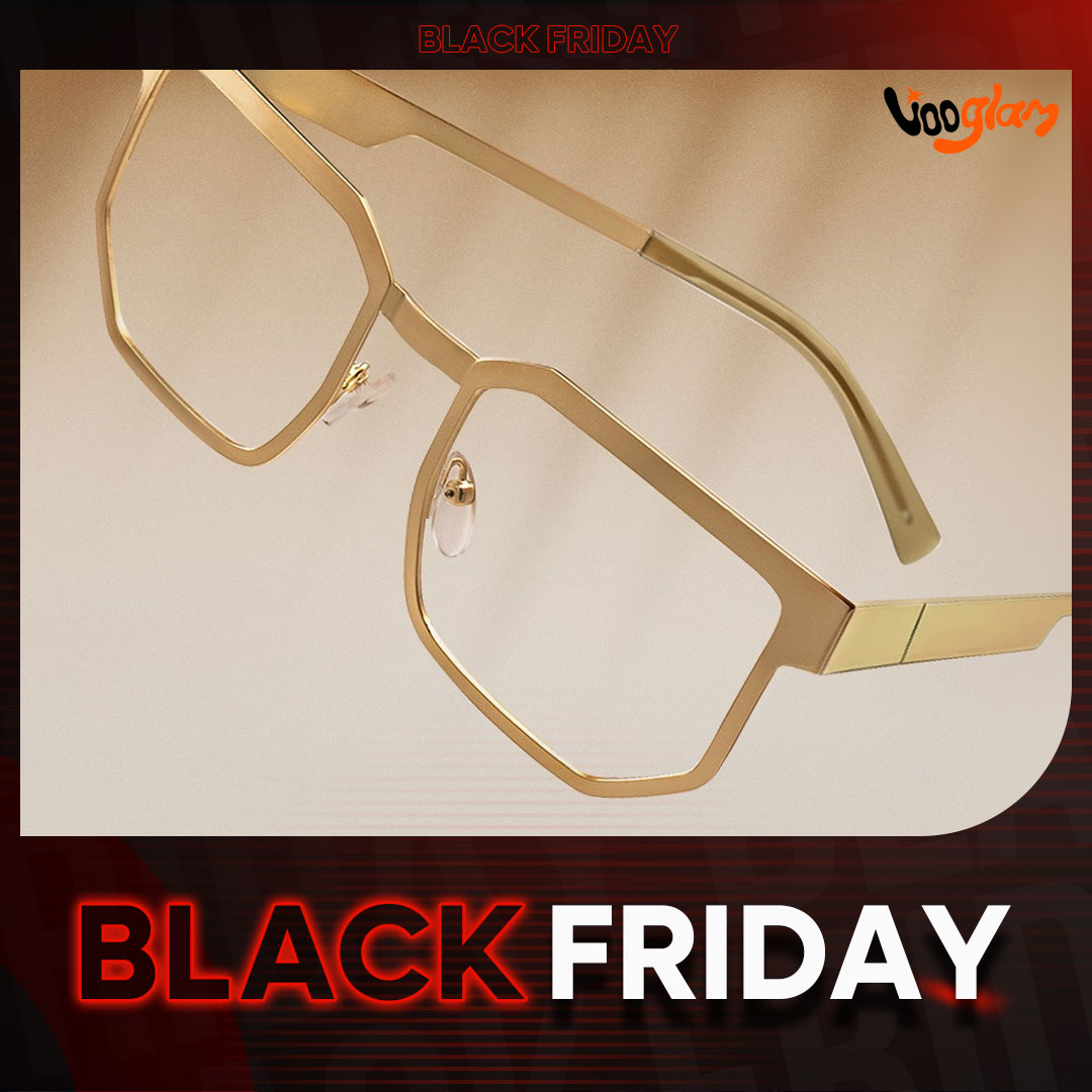 Gold rectangular glasses for Black Friday Special