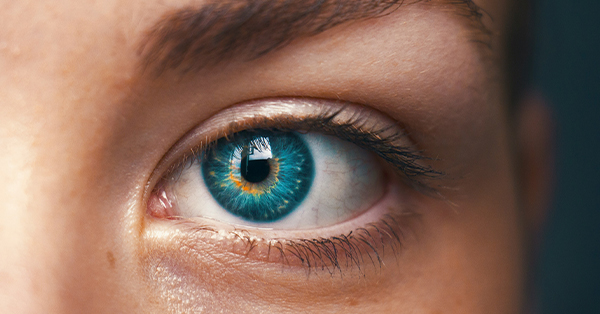 A close-up image of a stunning blue eye.
