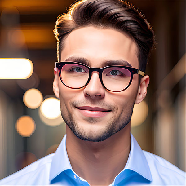 A handsome father with wearing prescription glasses